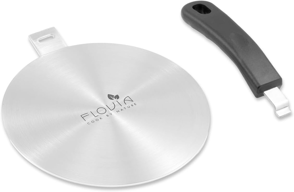 9.45inch Stainless Steel Induction Cooktop Adapter Plate, Heat Diffuser for Glass and Electric Cooktop, Detachable Handle