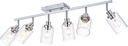 6-Light Track Lighting Kit Ceiling Kitchen Track Lighting Fixtures Chrome Bathroom Vanity Wall Lights with Clear Glass Multi-Directional Rotating Tracking Light Heads Spotlight for Accent Shop