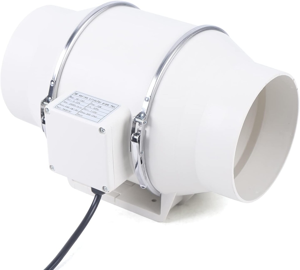 YIYIBYUS 6 Inch Inline Duct Ventilation Fan, Silent White Duct Ventilation Booster Fans Vent Exhaust Blowers w/Ball Bearings