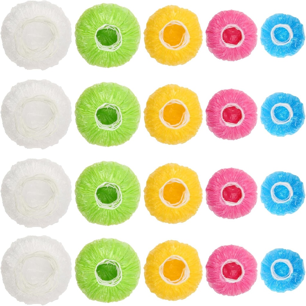 130Pcs Reusable Elastic Food Bowl Storage Covers, Sublaga Bowl Covers, Variety of 5 Translucent Stretchable Sizes and Colorful Dish Plate Covers, Alternative to foil, Plastic Wrap, BPA Free