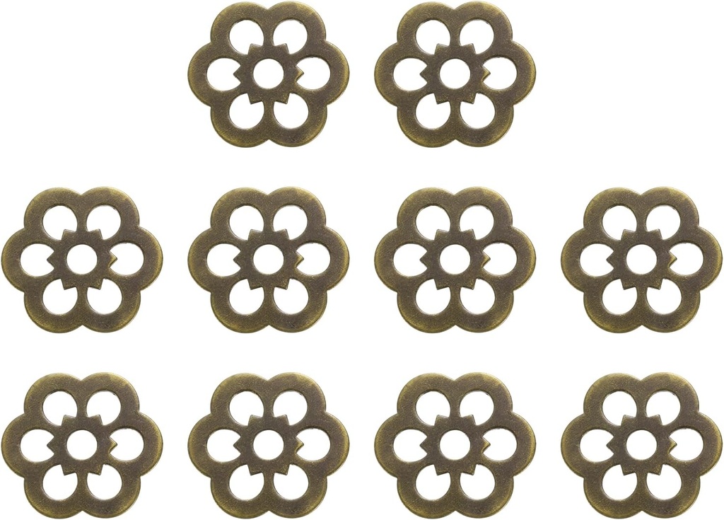 uxcell 10pcs Cabinet Knob Backplate, 1.26 Inch Plum Flower Shape Brass Backplate Washers Classical Furniture Decoration Gasket for Cabinet Drawer Cupboard Door (Bronze Tone)