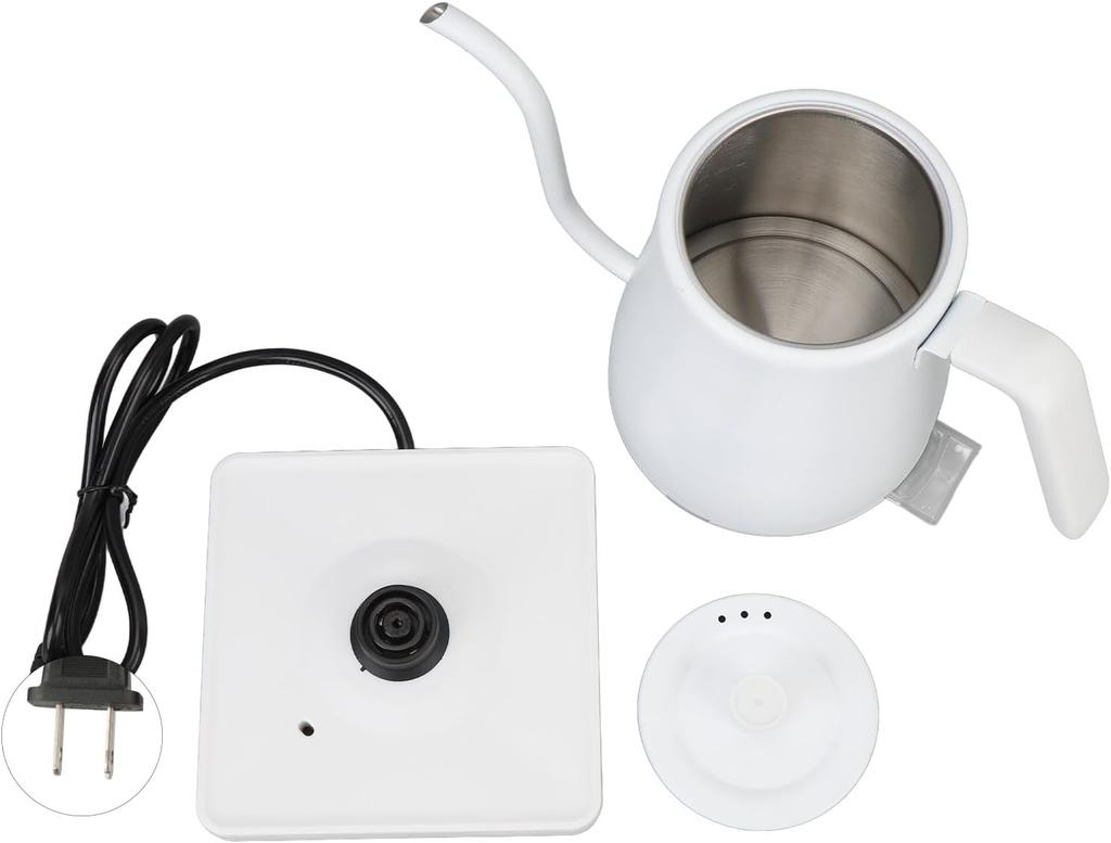 Gooseneck Electric Kettle, 1000w Stainless Steel Electric Hot Water Kettle Fast Heating Auto Power Off Gooseneck Pour Over Kettle for Coffee Tea (White)