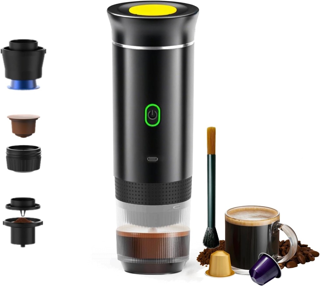 Portable Espresso Machine 7500mAh battery Electric Self-Heating Coffee Maker |Compact Travel Car/RV/Office Use for Campers, Commuters & Coffee Lovers