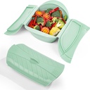 Microwave Steamer, 2Pack Silicone Food Steamer for Cooking, Vegetable Pot with Lids for Vegetables Fish Prep Meal Food, 1.5QT & 0.75QT Cookware, Microwave & Freezer Safe, Green