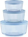 Pyrex Colors Tinted (6-PC Medium) Small/Medium Round Food Storage Container Set, Snug Fit Non-Toxic Plastic BPA-Free Lids, Freezer Dishwasher Microwave Safe, 2 Cup, 4 Cup & 7 Cup