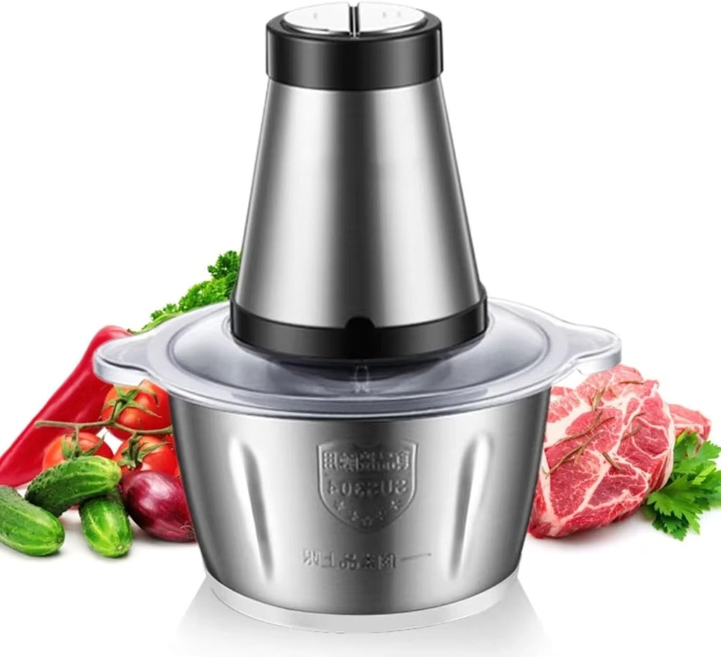 Food Processors, 2l Stainless Steel Two-Speed Two-Speed Meat Grinder, 500w Powerful Motor, The Whole Machine Is Detachable, Easy To Clean-Vegetable, Onion, Garlic, Meat