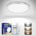 10,000mAh Rechargeable Ceiling Light with Remote, 7.09“ Wireless Waterproof Shower Lights 3000K/4000K/6000K, Battery Powered Light for Closet Battery Operated, Motion Sensor Lights No Wiring