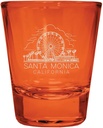R and R Imports Santa Monica California Souvenir Engraved Full Color 2oz Shot Glass Orange 2-Pack