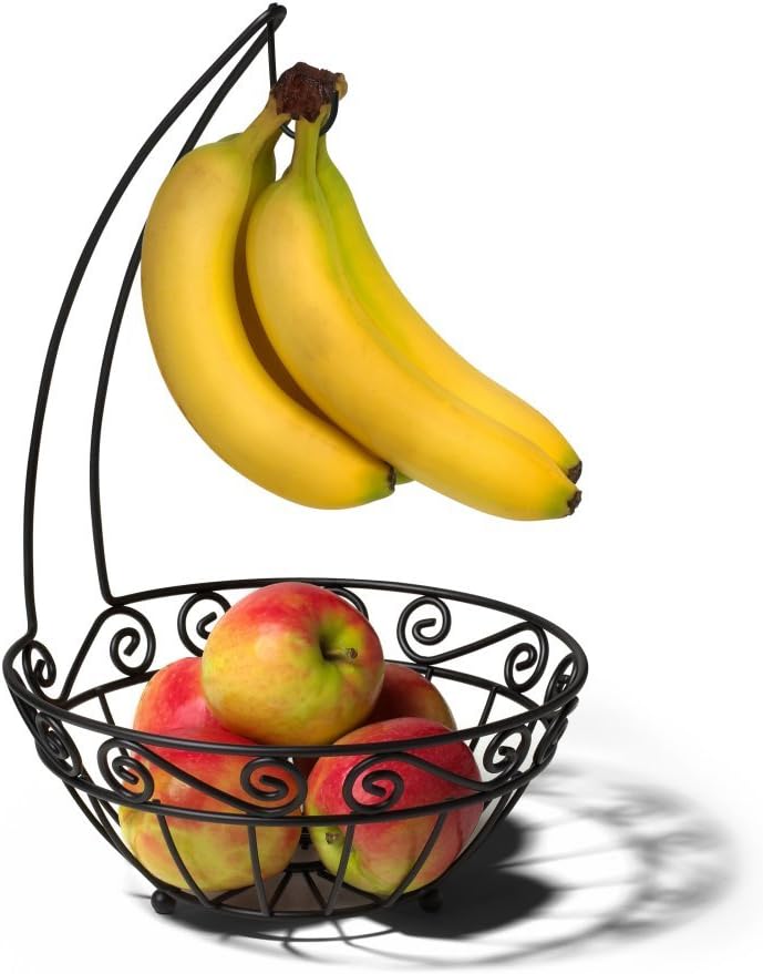 Spectrum Diversified Scroll Fruit Tree Basket, Small, Black