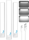 Under Cabinet Lights, 14'' LED Rechargeable Battery Operated Motion Activated Night Light Indoor, 3200mAh Magnetic Dimmable Closet Lights, 6500K Wireless Under Counter Light for Kitchen, Stair, 3 Pack