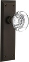 Nostalgic Warehouse New York Plate with Round Clear Crystal Glass Knob, Privacy - 2.75", Oil-Rubbed Bronze