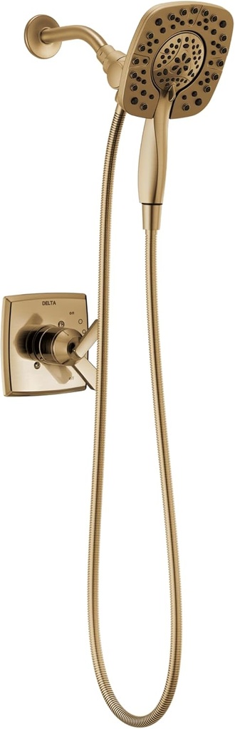 Delta Ashlyn 17 Series Dual-Function Shower Faucet Set with In2ition 2-in-1 Dual Shower Head with Handheld Spray, Gold 2-Handle Valve Trim Kit, Champagne Bronze T17264-I-CZ (Valve Not Included)