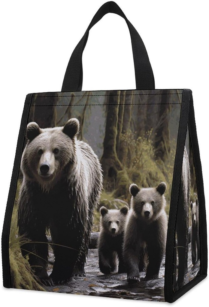 Reusable Insulated Lunch Bag Box 9L Leakproof Mother Bear And Her Cooler Bag with Interior Pockets for Women Men Portable Snack Bags Insulated Lunch Tote Bags for Work Picnic Camping