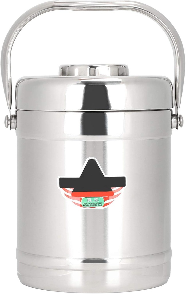 Vacuum-Insulated Food Jar, 1.8L Straight Shape Double-Wall Vacuum Insulated Lunch Box, Stainless Steel Hot Food Container and Lunch Container Bento Box for Food Flask Wide Mouth, Silver