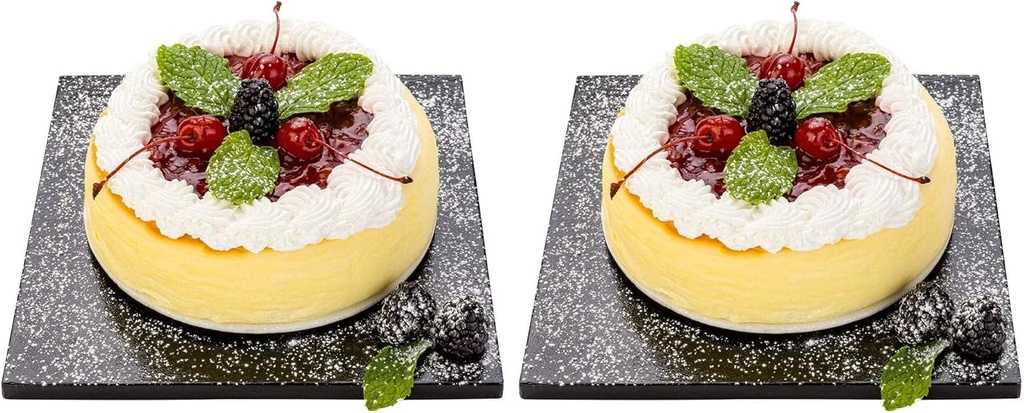 Restaurantware Pastry Tek 8 Inch Cake Board 1 Durable Cake Drum - Square Covered Edges Black Paper Cake Base Disposable for Birthdays Weddings Or Parties (Pack of 2)