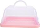 PRETYZOOM 8'' Square Cake Box Portable Dessert carrier, plastic Portable Bread Box with Handle, small Clear Cake Packing Container for Transparent (25x25x12cm)