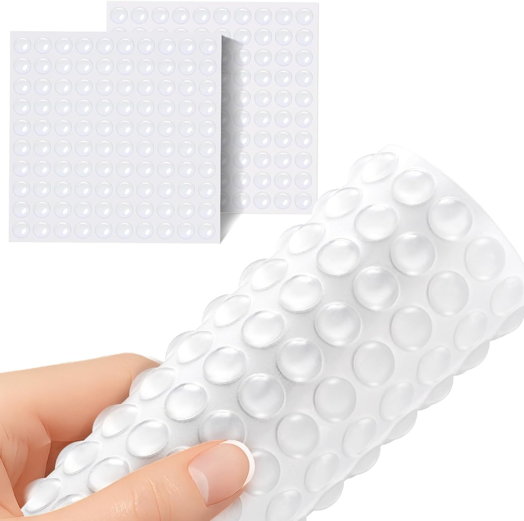 200 Pieces Cabinet Door Bumpers, 0.4inch Round Silicone Clear Self Adhesive Bumper Stopper for Cabinets Doors and Drawers, Rubber Dots, Pads for Furniture
