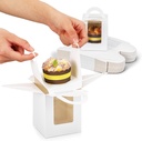 100 Pack Individual Cupcake Boxes, Single Cupcake Boxes White with Window & Handle, 4.3x3.7x3.7 Disposable Pastry Treat Containers for Cookies, Muffins, Donuts, Desserts, Party Favors