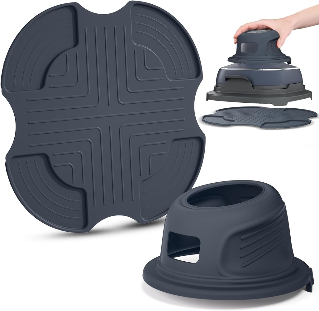 Air Fryer Silicone Heat Pad & Lid Cover for Ninja Crispi, Hot Pads Potholders for Ninja Crispi Airfryer Accessories, Glass Air Fryer Cooking System Stand,Kitchen Aid (Dark Gray)