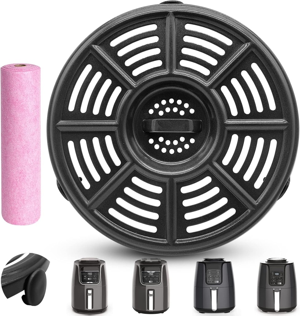 Air fryer Accessories for Ninja AF101 4 QT AF161 Max XL AF150 XL Air Fryer, 8.2'' Round Food Grade Air Fryer Grill Pan Grill Plate Crisper Plate Replacement Parts Tray Rack,Dishwasher Safe