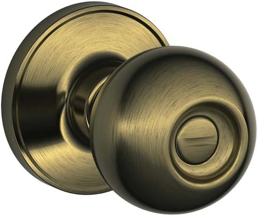 J-Series by Schlage Corona Door Knob with Standard Trim, Bed & Bath Privacy Lock, Antique Brass, J40 CNA 609
