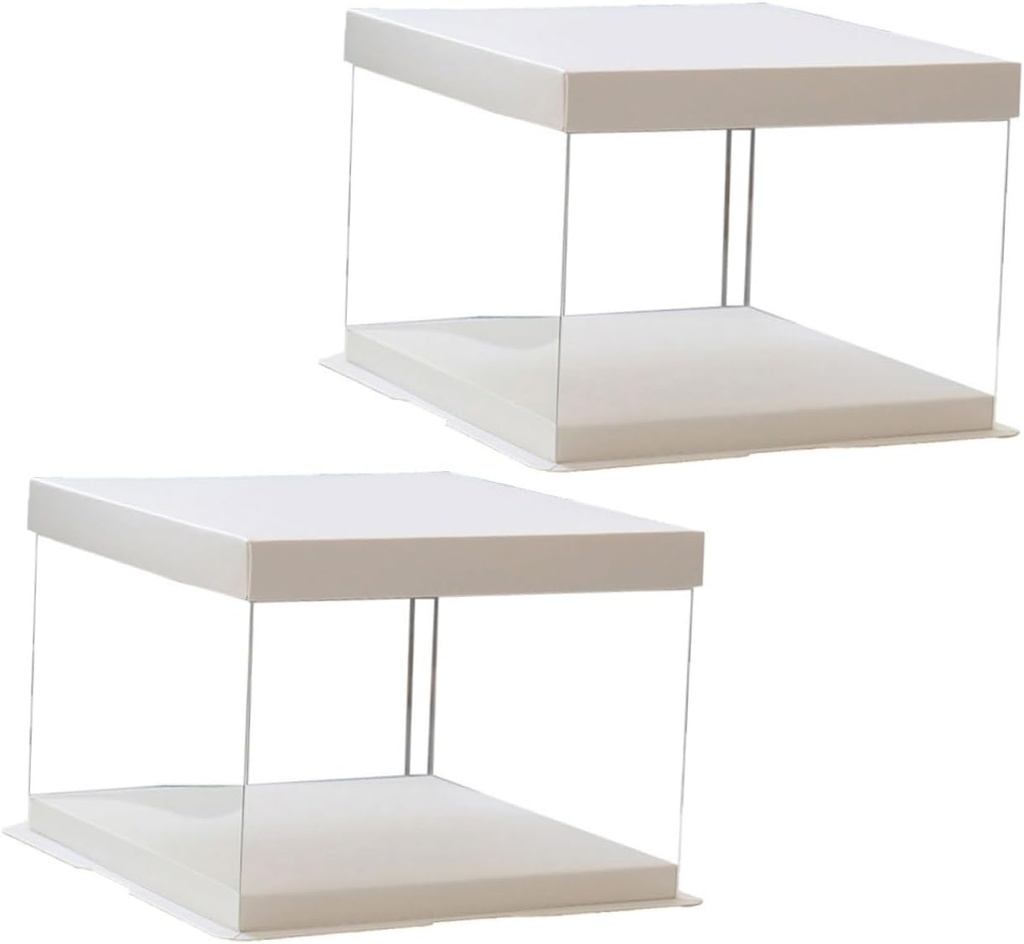 2pcs Transparent Plastic Birthday Cake Box Elegant Dessert Storage Container for Celebrations for Non- Design