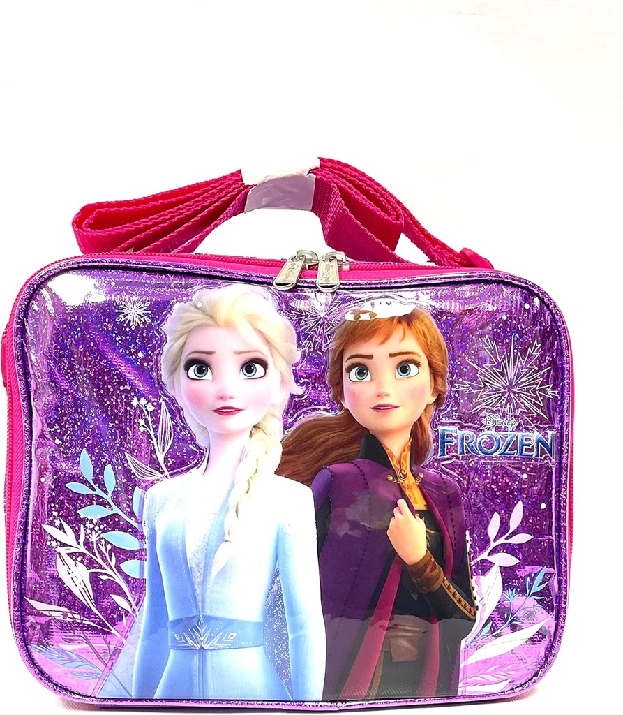 Ruz Disney Frozen Shiney Purple Insulated Lunch Bag Bento Box with Elsa and Anna (B04557)