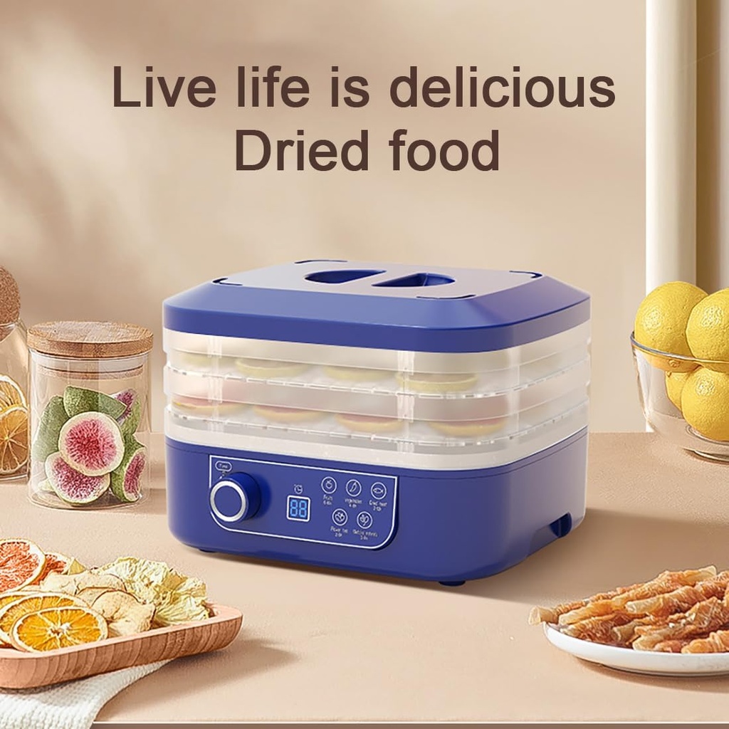 Food Dryer Machine for Home, Multi-Layer Fruit Dryer-Digital Quiet Adjustable Timer & Temperature Control for Fruits, Meat, Herbs, Pet Food & Candy (Blue(Five layers))