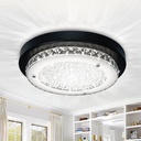 Ceiling Light-Black Crystal Flush Mount LED Light Fixture 11 Inch Modern Dimmable Bedroom Round Light Fixtures Ceiling Mount