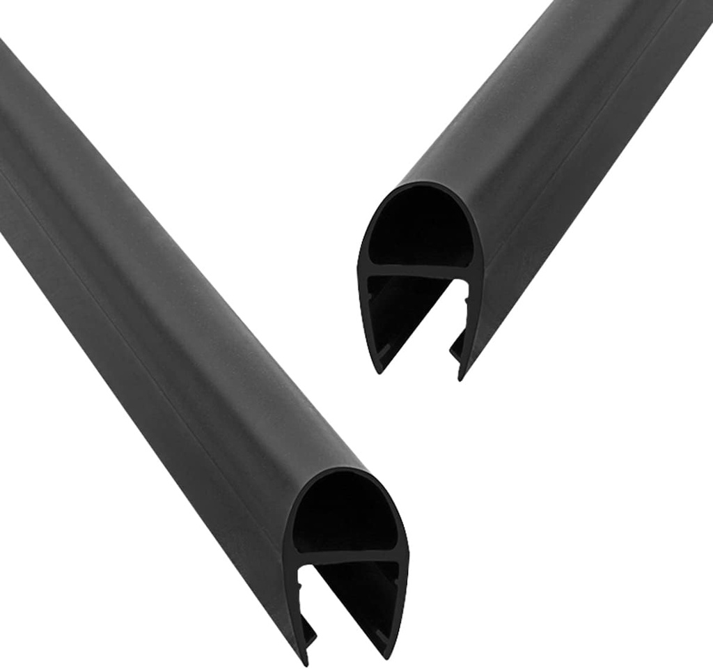 Queenbox 2pcs 19.6in Glass Door Side Seal Strip for 3/8in Glass, U Shape Shower Door Sweep Stop Leaks Create a Water Barrier, Black