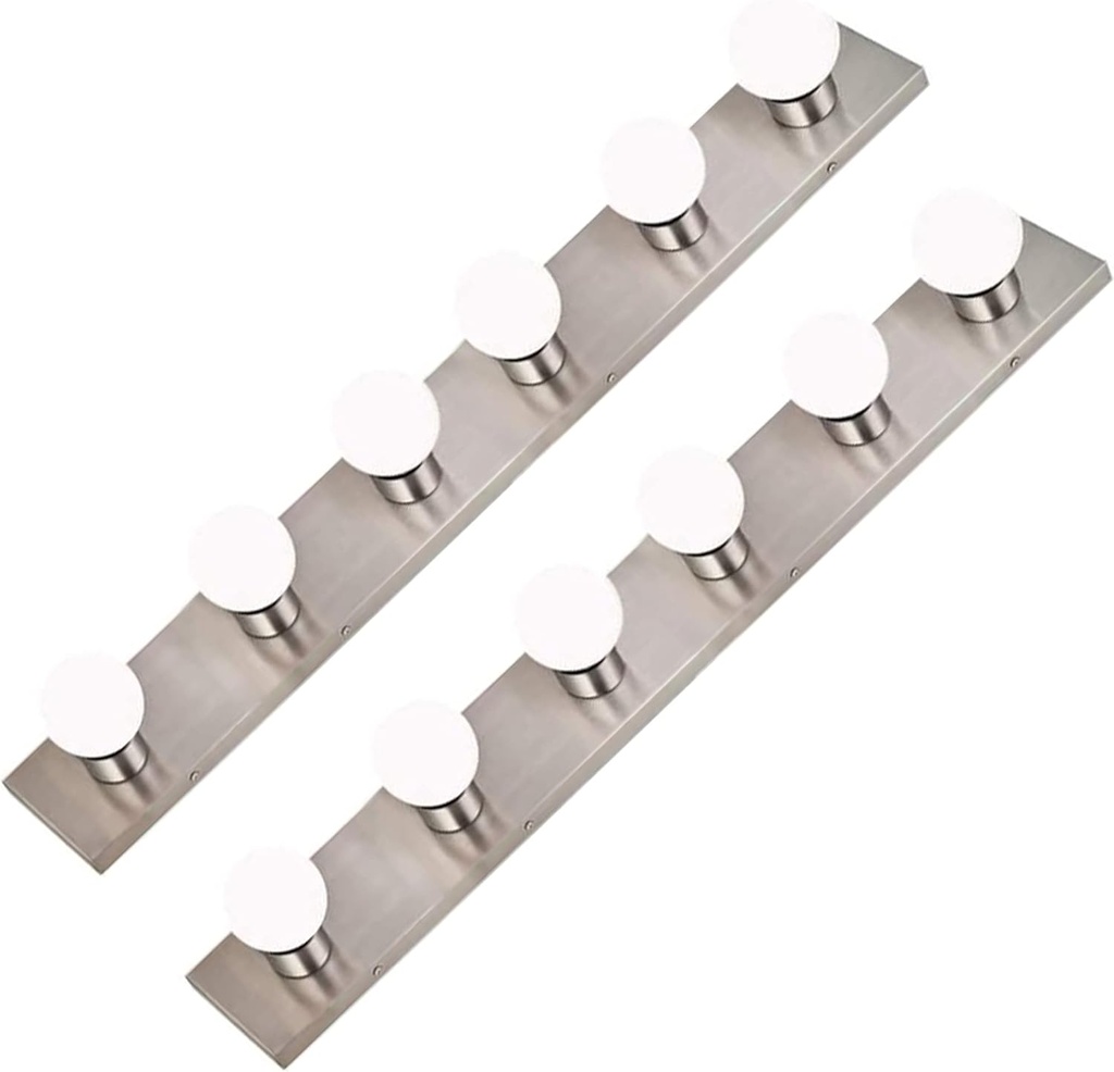 DYSMIO Lighting Six Light Vanity Strip - Hollywood Style Mirror Fixture with Brushed Nickel Plates – Salon-Grade Accessories for Bedroom, Bathroom, Dressing Room, Makeup Studio - 36" 6 Light 2 Pack