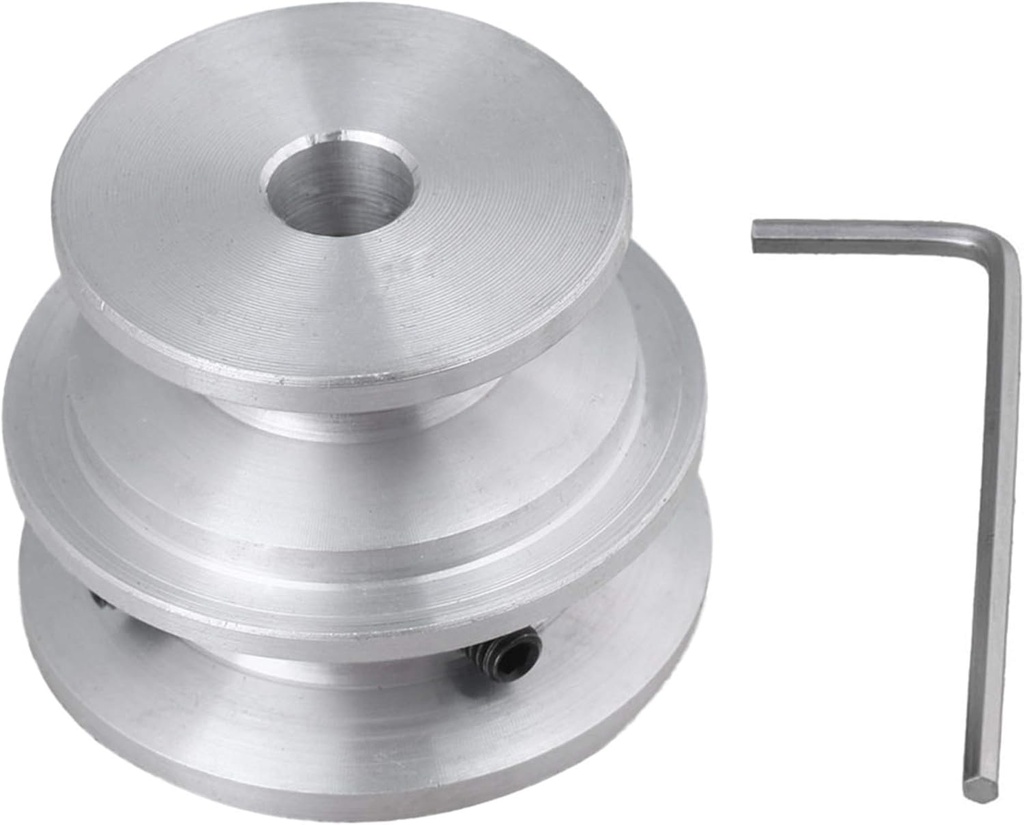 Mxfans 40x30x8MM Silver Aluminum 2-Step Groove Fixed Bore Pulley with Wrench for Motor Shaft