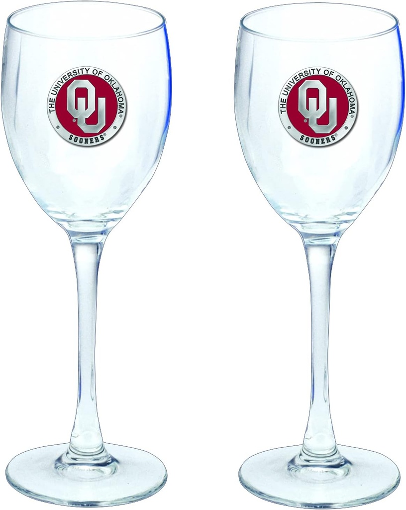 Heritage Pewter Oklahoma Sooners Glass Goblets – Set of 2 | 12 OZ Goblet Wine Glasses | Expertly Crafted Pewter Glass