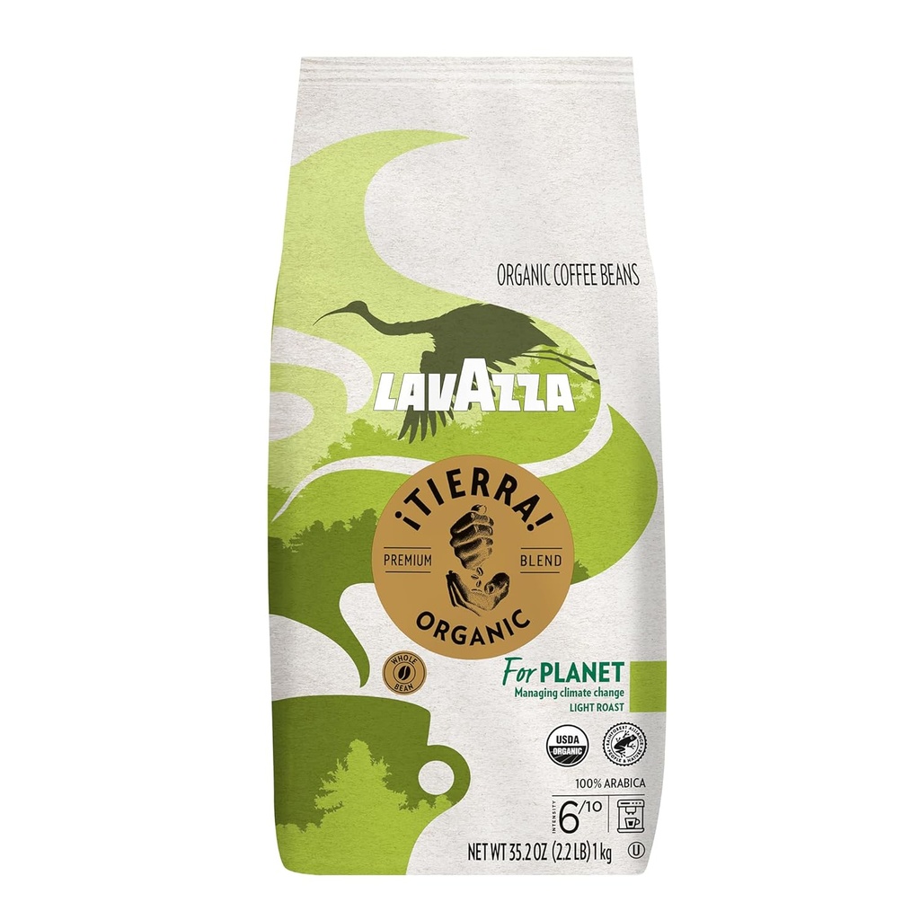 Lavazza ¡Tierra! Organic for Planet Whole Bean Coffee, Light Roast, 100% Arabica, 2.2 lb Bag (pack of 1)