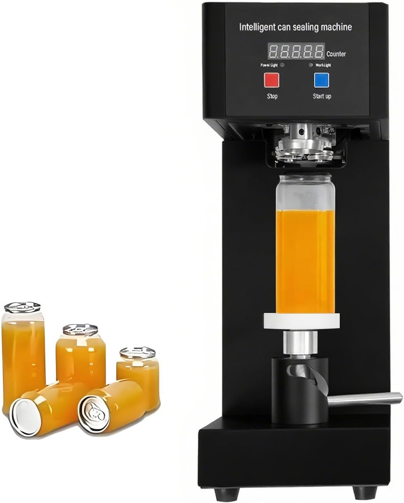 180W Electric Can Sealing Machine,Soda Can Sealer Machine,5.5"-8.3" Height Adjustable Seaming Machine,with LCD Counter,for Sealing Plastic/Glass/Tin Bottles with Aluminum Caps,Black