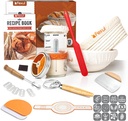 Sourdough Starter Kit with 9” Round & 10” Oval Banneton Bread Proofing Baskets, 24oz Starter Jar, Recipe Book & Tools – Complete Sourdough Bread Baking Supplies with Whisk, Scraper & Accessories
