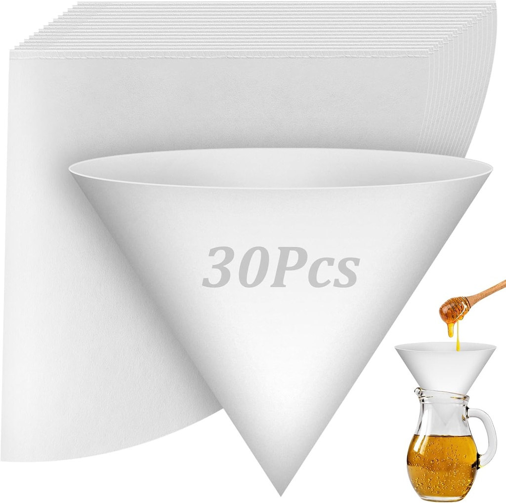 30Pcs Cooking Oil Filter Cone Filters, ROOKEA Non Woven Funnel Filter Kitchen Cooking Oil Filter Maple Syrup Filters Oil Strainer for Deep Fryer