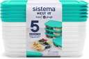 Sistema Nest It Meal Prep Food Storage Containers, 3 Compartments, 8 Cups, BPA-Free, 5-Pack