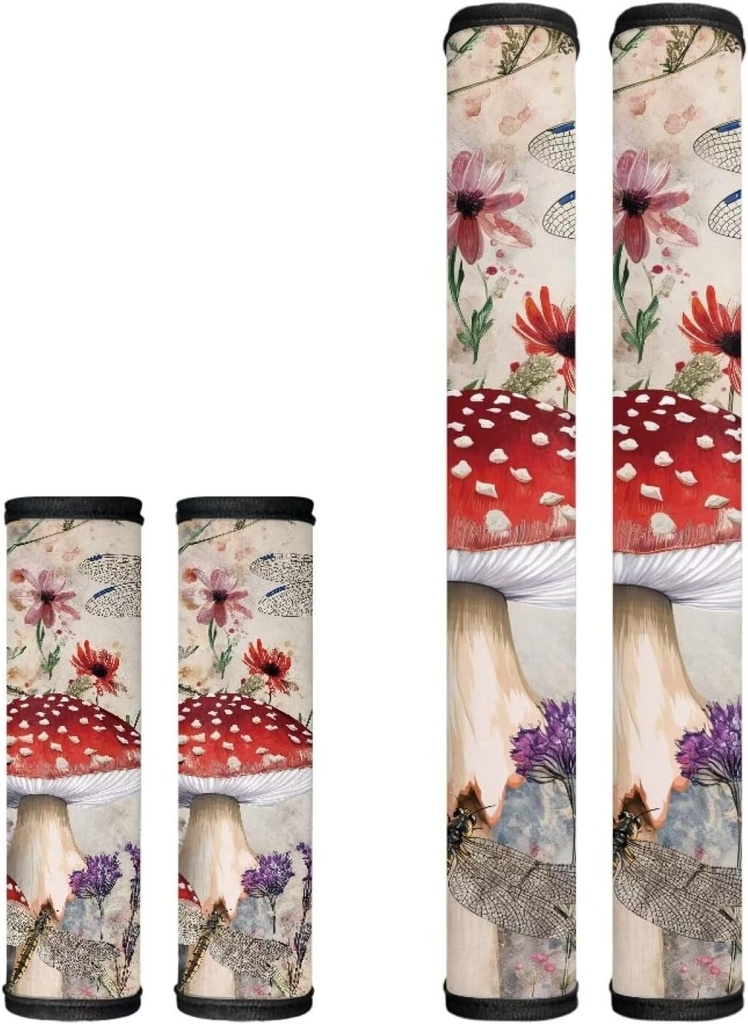 4 Pcs Mushroom Daisy Refrigerator Handle Covers Set of 4 Washable Mushroom Kitchen Appliance Gloves Fridge Handle Cover for Home Party Fashion Flower Mushroom Kitchen Appliance Door Cover