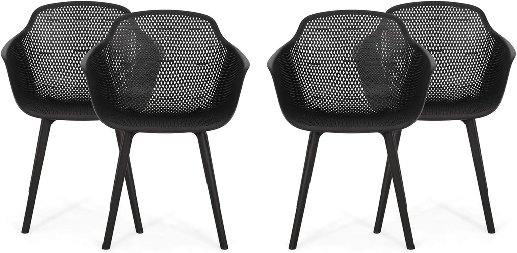 Christopher Knight Home Davina Outdoor Dining Chair (Set of 4), Black