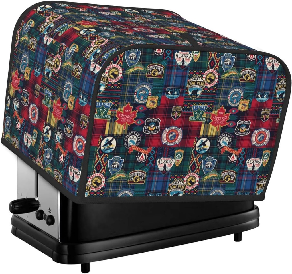 Oven Cover Kitchen Bread Machine Protector,4 Slice Toaster Cover For Home,Fingerprint Coaster Cover,Kitchen Small Appliance,Adventure Camping Badge