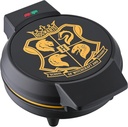 Warner Brothers Harry Potter Round Waffle Maker by Select Brands - Ceramic Coated Cooking Plates - Imprints Hogwarts Crest on Waffles, Black and Gold, WBH-250WM
