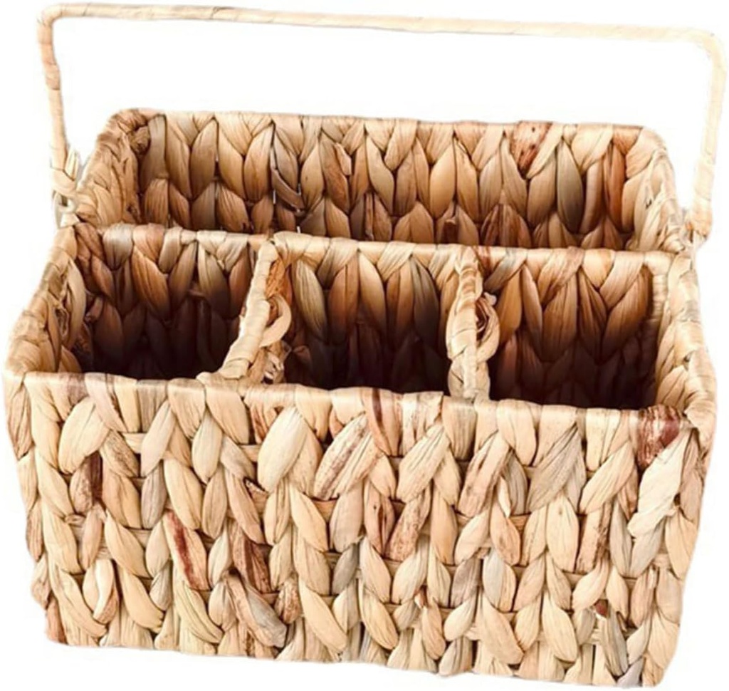 Woven Utensil Organizer Basket for Kitchen Countertop Storage Dividers Large Holder for Cutlery and Kitchen Accessories