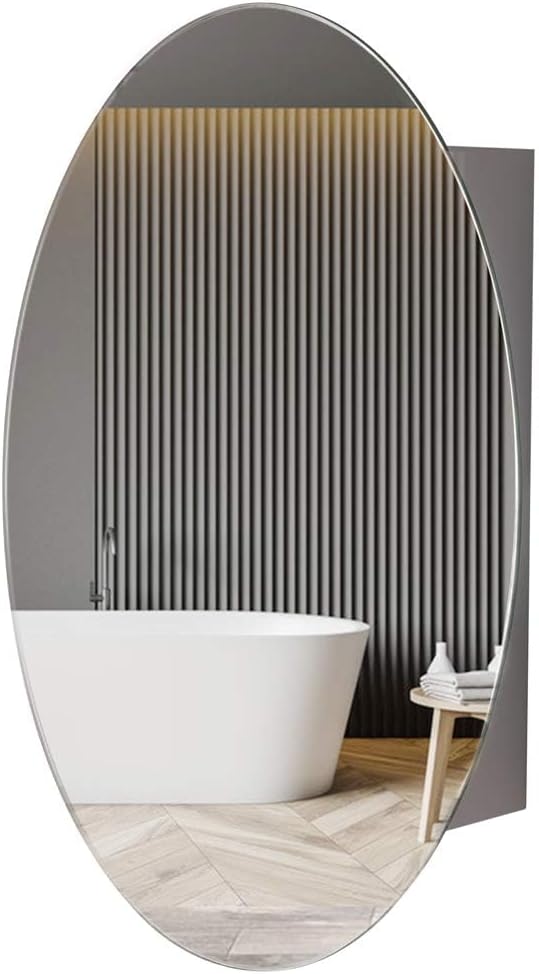 Movo Oval Medicine Cabinet with Mirror,18 inch x 26 inch Frameless Mirrored Medicine cabinets for Bathroom with Mirror,Surface Mounted Installation Only