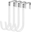 4 Pack Over The Door Hooks, Fits Doors Less Than 1.4in Thick, White Rubber Surface Prevent Scratch Door Hanger Hooks for Bathroom, Living Room, Kitchen, Hanging Clothes, Towels, Bags