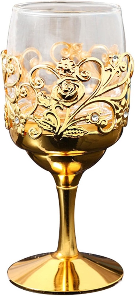 Crystal Glass Goblets, Embossed Glass Goblets Crystal Flutes Goblet Glassware Decorative Wine Cup for Party Gathering Wedding Use 4.7inch