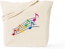 CafePress Rainbow Music Notes Tote Bag Reusable Natural Beige Canvas Shopping Bag