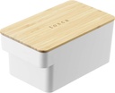 Yamazaki Home Tosca Butter Case Food Storage Container For Refrigerator Or Countertop With Handle And Sealed Lid - Plastic + Wood -