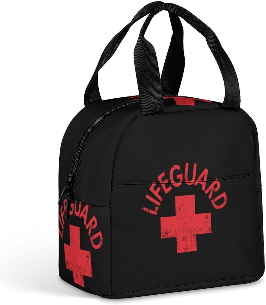 Lifeguard Insulated Lunch Bag Reusable Bento Box Cooler Tote Leakproof Containers with Ice Packs, 22*20*13cm, style, 202405212