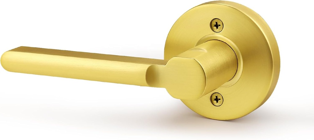 Probrico Gold Dummy Door Handles Interior French Door Handle Lever for Hallway Closet, Brushed Gold Dummy Door Lever, Wave Style, 1 Pack